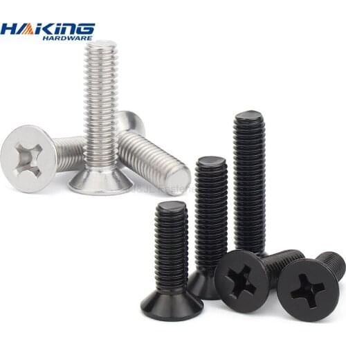50pcs M1 M1.2 M1.4 M1.6 M2 M2.5 M3 M4 Mini Micro Small Black 304 Stainless steel Cross Phillips Flat Countersunk Head Screw Bolt