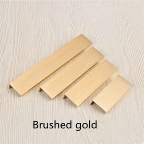 96 128 160 256mm Modern simple concealed cabinet drawer handle hide aluminum alloy cabinet door handle edge brushed gold