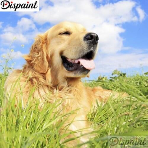 Dispaint Diamond Painting Full Square/Round Diamond "Animal dog" Pattern Embroidery Cross Stitch 5D Rhinestone Painting A25999