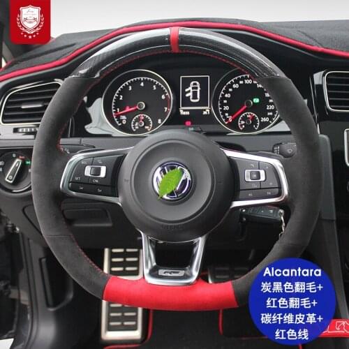 Real Alcantara steering wheel cover for VW Volkswagen polo Golf R Magotan Santana Tiguan Passat suede Grip Cover car accessories