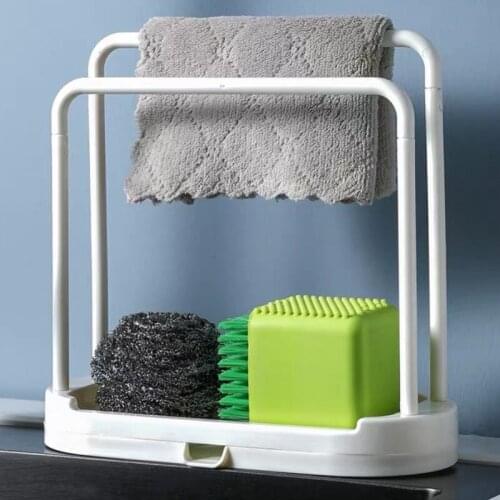 Porte Eponge Dish Rack Kitchen Supplie Spon Sponge Holder Drain Countertop Sink Hanging Cloth Storage Artifact Household Daquan
