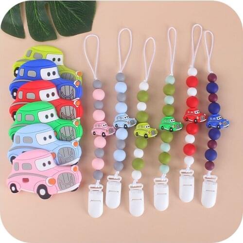 Baby Pacifier Clip Holder Silicone Animal Teething Beads Pacifier Holder Soothie Clips Teether Toys Chewbeads Infant Shower Gift