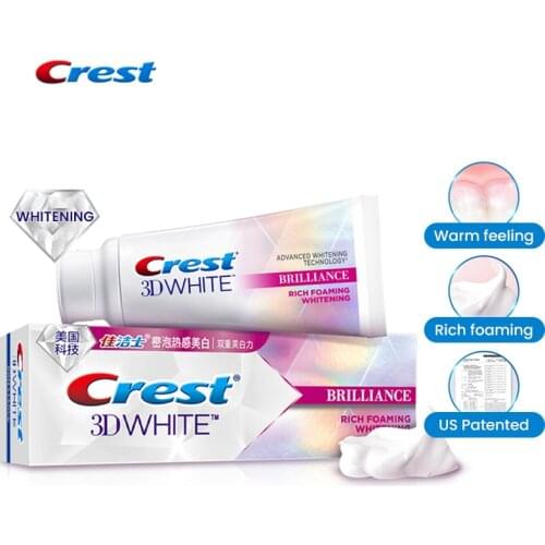Crest Teeth White Toothpaste Rich Foaming Whitening Toothpaste 3D Brilliance Toothpaste Deep Cleaning Dental Teeth Whitening 90g