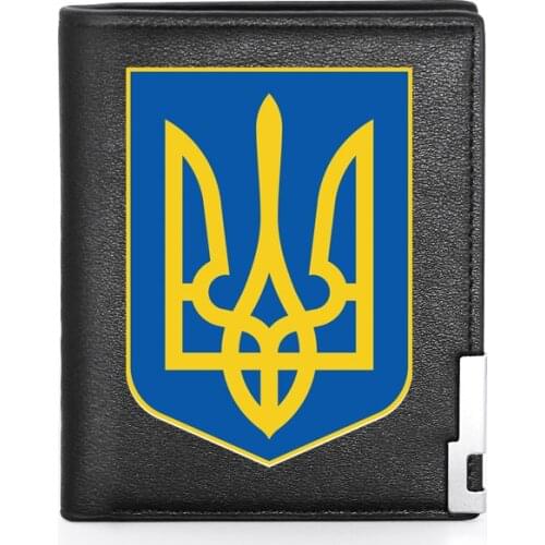 Classic National Emblem Of Ukraine Printing Mens Wallet Leather Purse For Men Credit Card Holder Short Slim Wallet Pocket