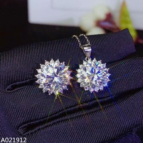 KJJEAXCMY boutique jewels 925 sterling silver set with 5.0 Carat Mossang Diamond Ring Necklace Pendant Set 2 Womens Set in Ster