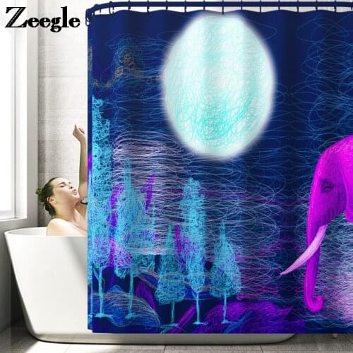 Bath Mat and Polyester Shower Curtain Set Absorbent Toilet Seat Cover Mat Non-slip Foot Mat Set 3D Printing Bathroom Carpet Rug