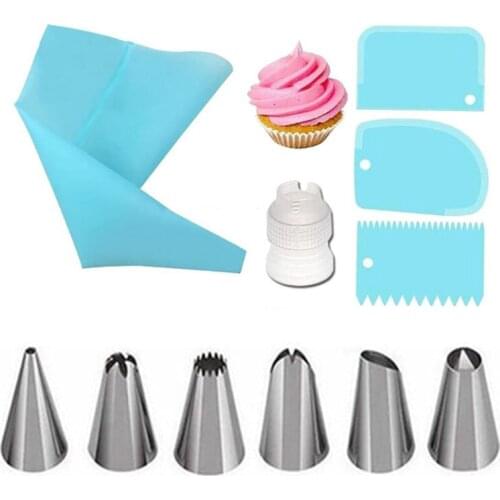 Lot 11Pcs Silicone Pastry Bag Piping Nozzles Kit Cake Decorating Tools DIY Icing Piping Cream Reusable Kitchen Accessories