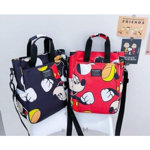 Disney Tutorial Mickey Mouse Shoulder School Bag Nylon Book Bag Waterproof Childrens Handbag Kids Crossbody Messenger Bags