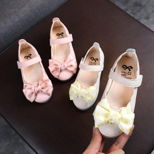 2021 Spring And Autumn New Childrens Small Leather Shoes Girls Broken Flower Big Bow Princess Shoes Girls Single Shoes