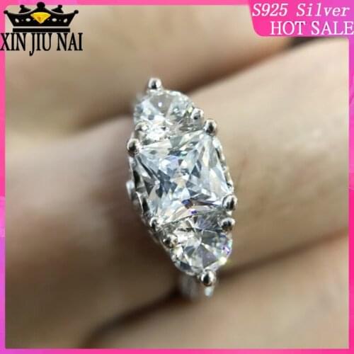 Exaggerate big diamond rings in Europe and America with square zircon tri-diamond series exaggerate Palace retro-floral gold