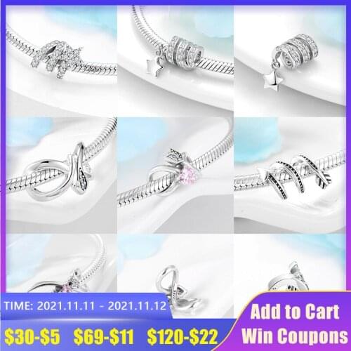 Fit Original Charm European Charms Spiral shape 925 Sterling Silver beads For jewelry Bracelet Bangle making