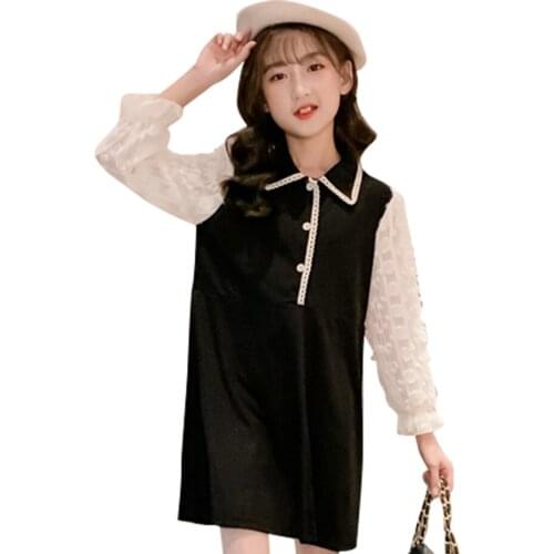 Big Girl Dress Patchwork Dress For Girl Spring Autumn Dress For Kids Casual Style Costume For Girls 6 8 10 12 14