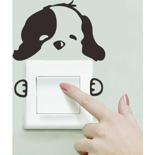 Popular cat dog switch sticker Notebook post Toilet wall sticker mural Childrens indoor switch sticker