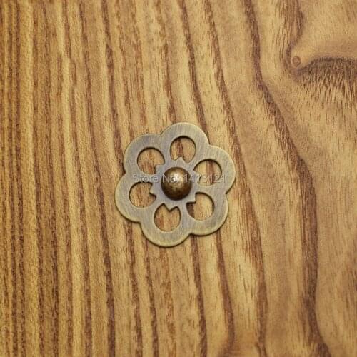 Plum blossom wooden door handle cabinet knob closet drawer decorative pieces antique diy pull washer furinture part