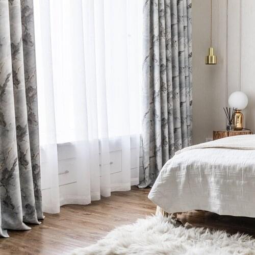 Northern Europe Modern and Simple Marble Pattern Printing High Shading Blackout Curtains for Living Room Bedroom