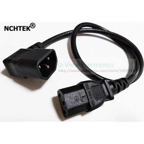 NCHTEK Right Angled IEC 320 C14 Male to C13 Female Power Extension Cable For PDU UPS About 60CM/Free Shipping/6PCS