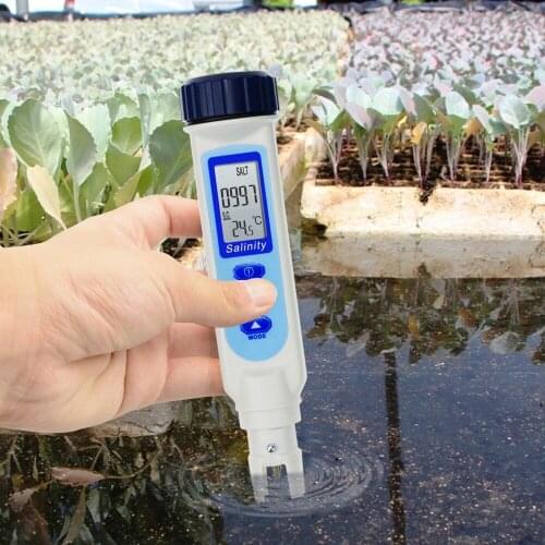 Salinity & Temp Meter Pen Type Salt Water Quality Tester ATC NaCl 3-in-1 Checker for Saltwater Aquarium Pond Food Pool Cooking