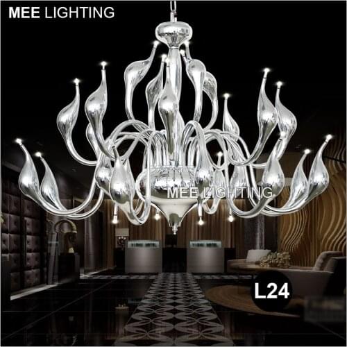 Modern Swan Chandelier Light Fixture Chrome Color Swan Hanging Lamp G4 bulbs Drop Lamparas Illmination for Dining room Resturant