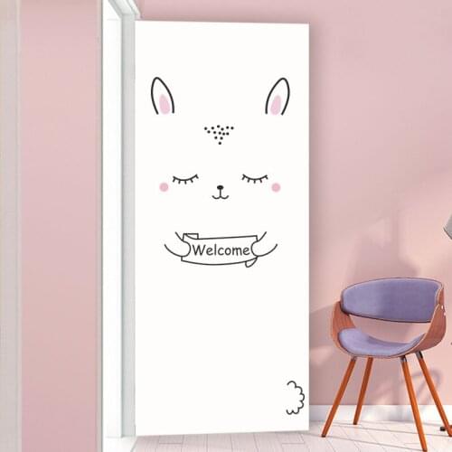Sleepy Bunny Door Decal Wall Stickers for Kids Girl Rabbit Door Wall Sticker Baby Bedroom Door or Wardrobe Cute Deco