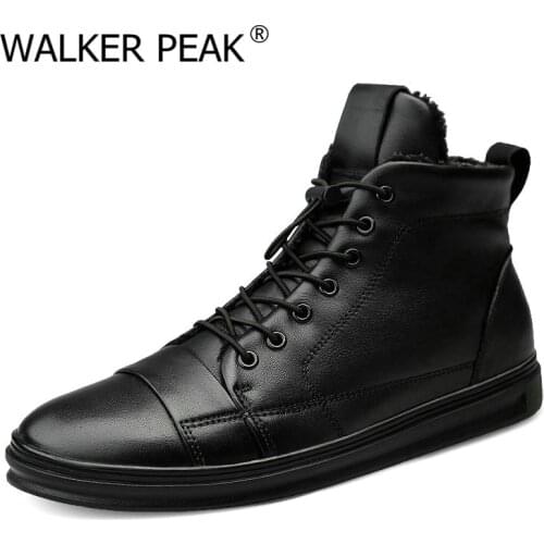 Warm Mens Winter Ankle Boots Genuine Leather Waterproof Rubber Snow Boots Leisure Retro Shoes For Men Big Size 48 Walker Peak