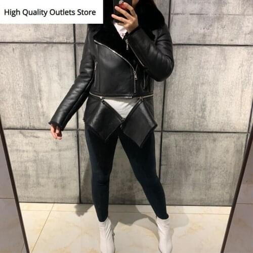 Women suede leather jacket ladies sheepskin jacket shearling jacket