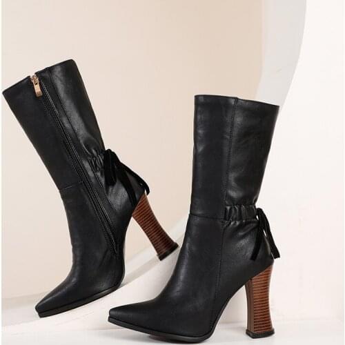 2021 Ankle Boots Women Shoes Pointed Toe Stiletto Heels Fashion Boots Zipper High Heel Fashion Strstch Boots Autumn Winter 43