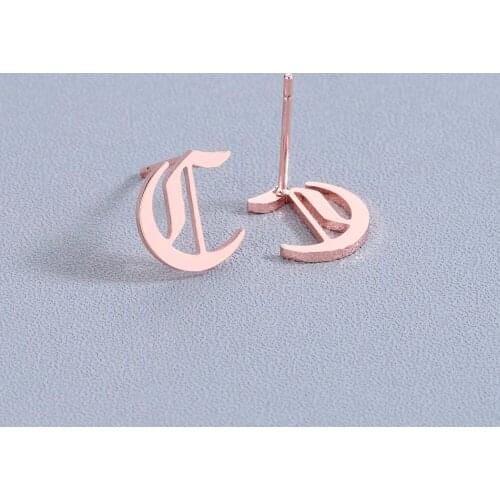 Chandler Gold Color Rose Gold Color Letter C Earring Korean Vintage Studs Personalised Steel Jewelry For Women Bridesmaid Gift