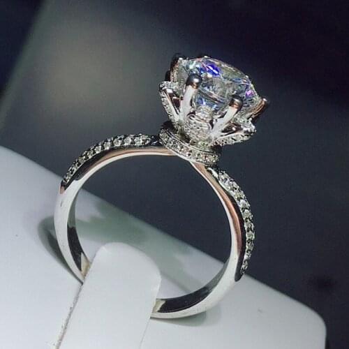 Charm Flower shape 3ct Lab Diamond Ring 925 sterling silver Engagement Wedding band Rings for Women Bridal Fine Party Jewelry
