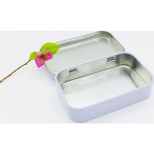 Size:95*60*21mm small rectangle tin box with double white color coating mint tin box candy metal case tin packing