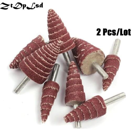ZtDpLsd 2 Pcs 80# Tapered Cone Grinding Head Pointed Impeller Emery Cloth Grinding Head Polished Sandpaper Tower Sand for Drill