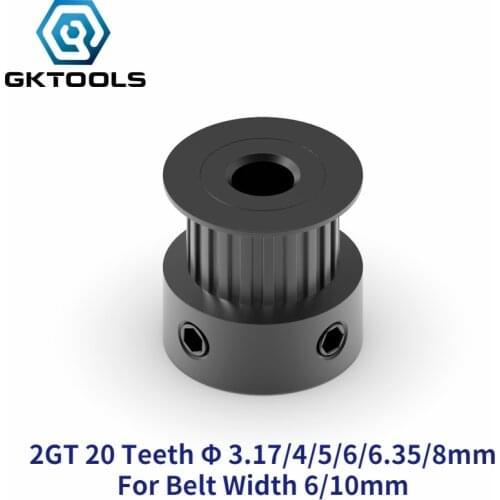 GKTOOLS GT2 Timing Pulley 20 teeth Bore 3.17mm 4mm 5mm 6mm 6.35mm 8mm for width 6mm 2GT Synchronous Belt Small backlash 20Teeth