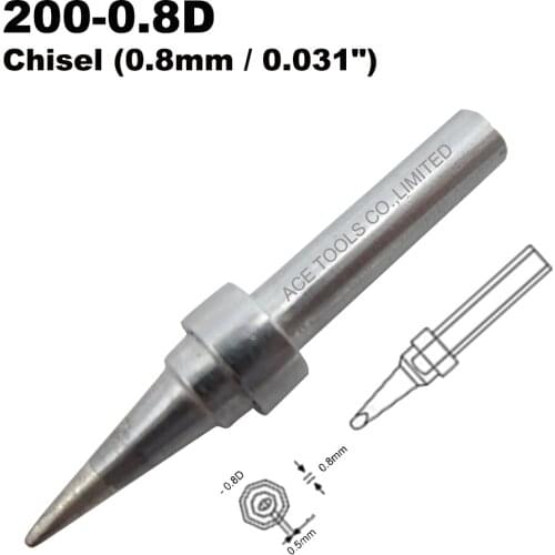 QUICK 200-0.8D Chisel 0.8mm Replacement Soldering Tip Fit 203 203H 204 204H 203D 376(I) 376D(I) 3100 3101 3102 3112 3202 20H-90
