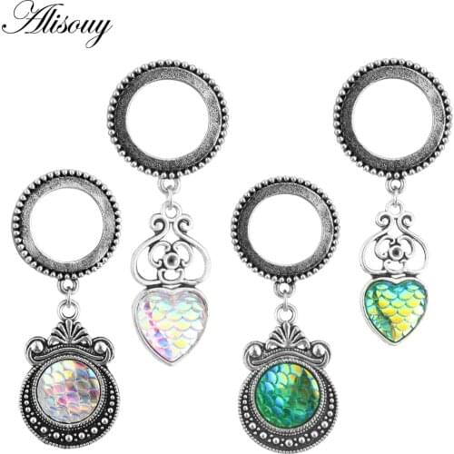 Alisouy 1 pair Stainless Steel Ear Plugs and Tunnels Ear Screw Fit Expansion Ear Stretched Piercing Fesh Tunnels Body Jewelry