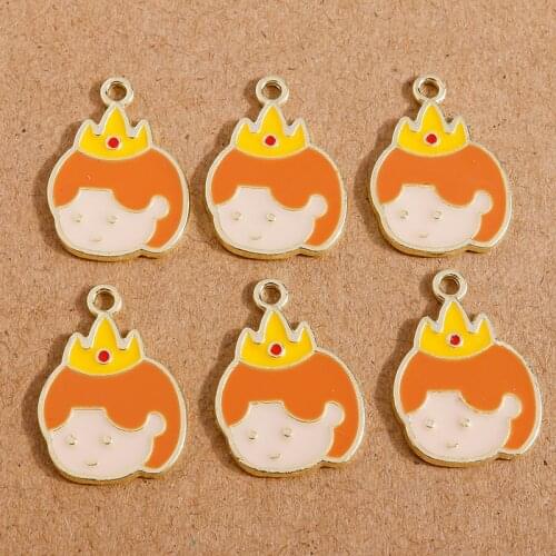 10pcs 16*22mm Cute Enamel Crown Girls Charms for Jewelry Making Necklaces Earrings Pendants DIY Handmade Crafts Accessories