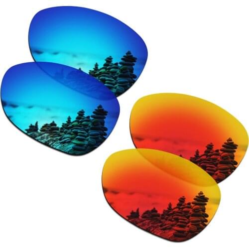 SmartVLT 2 Pairs Polarized Sunglasses Replacement Lenses for Oakley Crosshair New 2012 Ice Blue and Fire Red