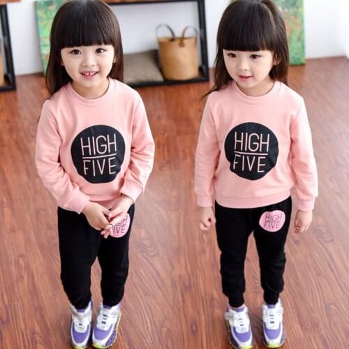 2020 Spring Autumn Korean girls cotton clothes sets Baby child long-sleeved sweater casual pants two-piece suit sweatshirt tops