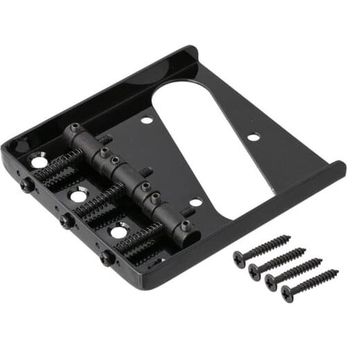 3 Saddle Ashtray Bridge Tailpiece for Telecaster Tele Electric Guitar (Black)