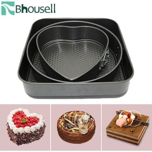 3 PCS Carbon Steel Cake Tools Heart Plate Chocolate Pan Snack Chocolate Mold Square DIY Kitchen Goods Bakeware