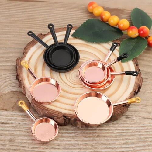 3Pcs/Set Miniature Cookware Frypan Model Mini Dollhouse Playing House Kitchen Furniture Simulation Saucepan Doll Accessories