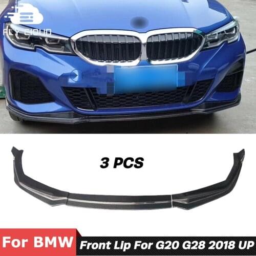 3 PCS Splitters MP Style Carbon Fiber Material Front Bumper Lip Spoiler Chin For BMW 3 Series G20 G28 2018 Up