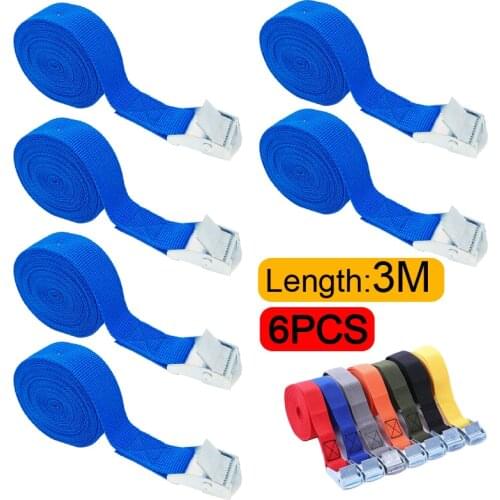 6PCS 3M Cargo Straps with Fastening Buckle For Car Roof Rack Motorcycle Bike Luggage Kayak Cargo Tie Down Strong Ratchet Belts