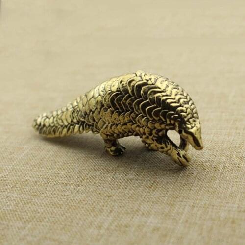 Antique Bronze Mini Pangolin Statue Miniatures Figurines Copper Pangolin Model Crafts Ornaments Desktop Decoration Accessories