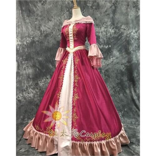 Can customs size 100% real princess cartoon cosplay ball gown medieval dress Renaissance gown queen Victorian Belle Ball gown