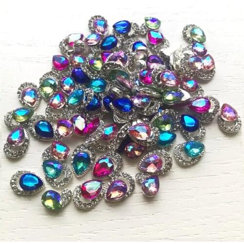 10pcs/pack Nail Rhinestone Shiny Crystal Alloy Glitters 3D Glass Jewelry Heart Charms Diamond 21 Patterns Nail Art Decorations