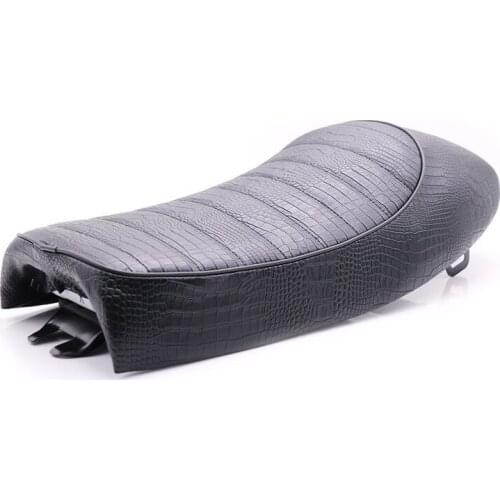 Black Cafe Racer Crocodile Skin Hump Seat For Harley Honda Suzuki Universal