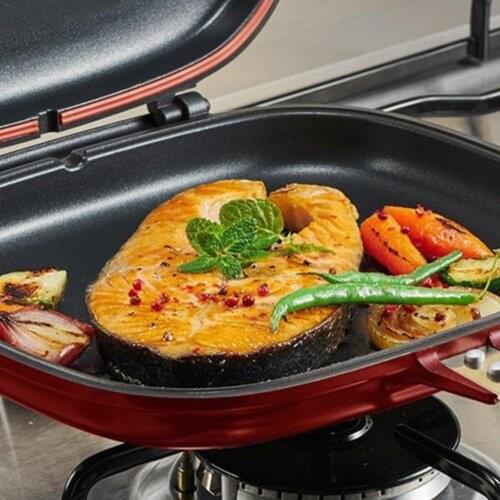28/32cm Double Side Grill Fry Pan Cookware Aluminum Kitchen Pan Double Tool Accessories Face Fry Steak Pan Cooking V1T2