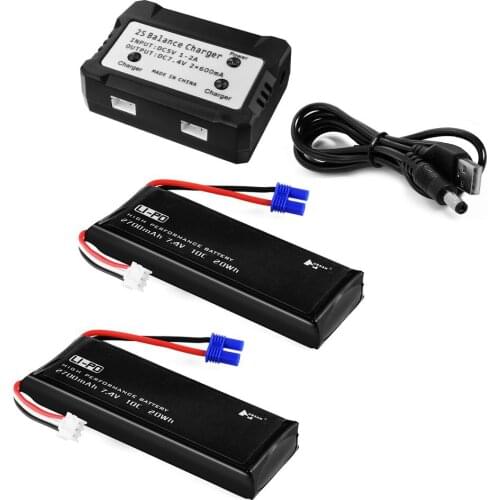 EBOYU(TM) 2pcs 7.4V 2700mAh 10C Lipo Battery + 2 In 1 Battery Balance Charger for Hubsan H501S Quadcopter Drone