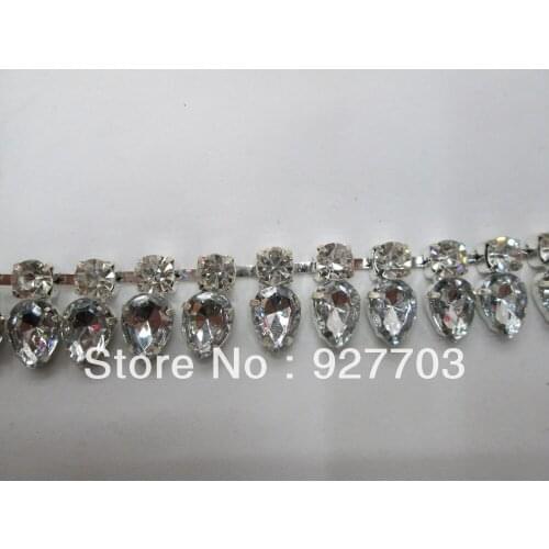 1 Yard Clear Glass Rhinestone Crystal Chain Applique Costume Trim Wedding Supply
