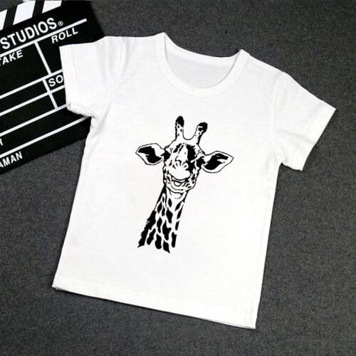 2020 Cartoon T Shirt Summer Harajuku Giraffe Kawaii Pattern Kids Clothes Boys Girls Tshirt Short Sleeve Girl T-shirt Unisex Cute
