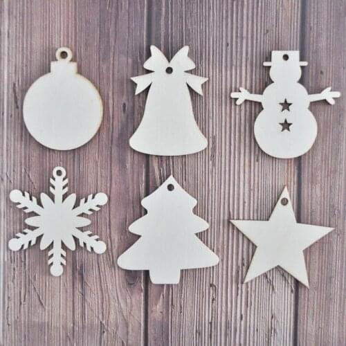 Happymems Christmas Snowflake Decoration DIY Unfinished Wood Stick Crafts Embellishments Laser Cut Wooden Craft